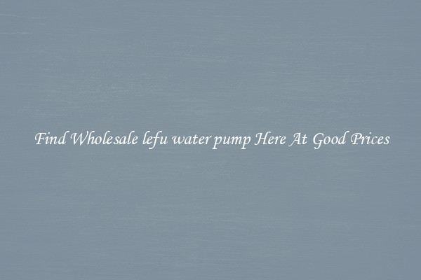 Find Wholesale lefu water pump Here At Good Prices