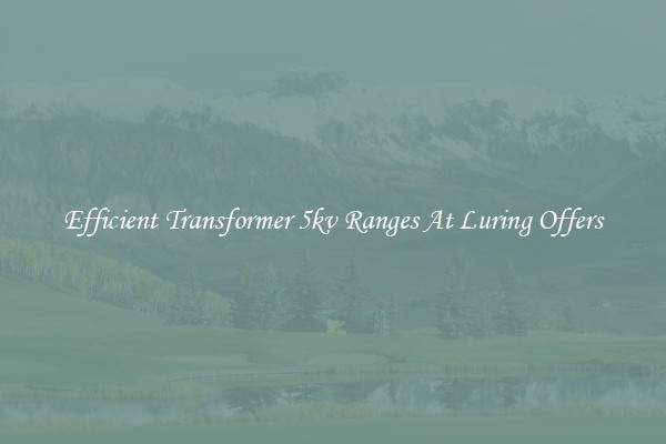 Efficient Transformer 5kv Ranges At Luring Offers